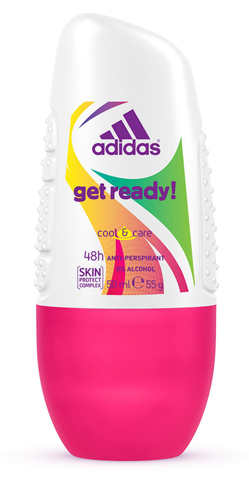 Adidas Дезодорант шариковый Get Ready! Cool & Care, женский, 50 мл34000936765 Adidas Дезодорант шариковый Get Ready! Cool & Care, женский, 50 мл34000936765Шариковый дезодорант-антиперспирант Adidas Get Ready! Cool & Care для нее - это прекрасное сочетание ухода за кожей и защиты от пота на 48 часов! Легкий цветочно-фруктовый аромат, его яркое звучание придется по вкусу активным и жизнерадостным девушкам! Не содержит спирт. Быстро сохнет. Минимизирует появление белых пятен на коже и одежде. Характеристики: Объем: 50 мл. Товар сертифицирован.