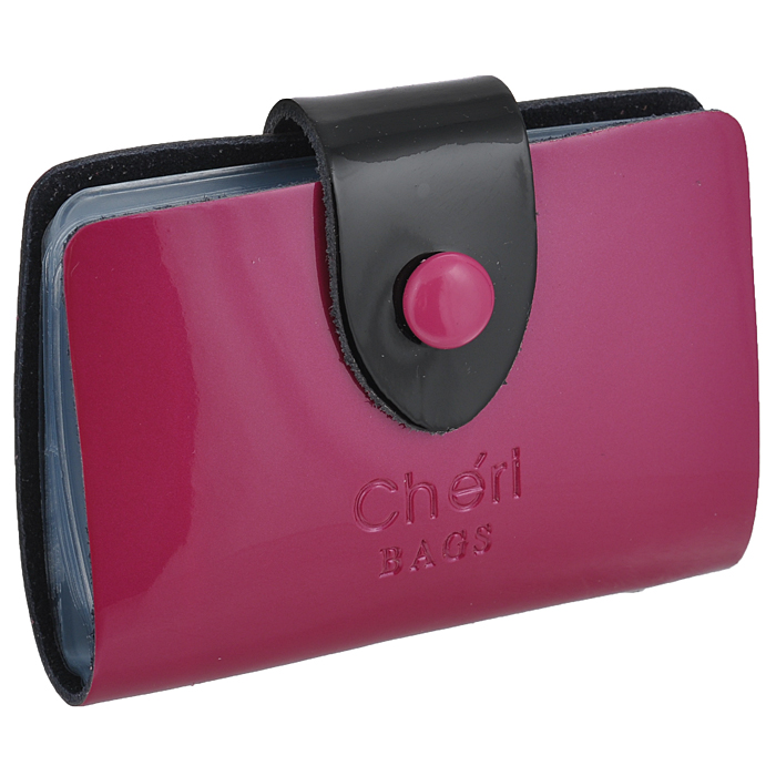 Визитница Cheribags, цвет: цикламен. V-0499-26V-0499-26 Визитница Cheribags, цвет: цикламен. V-0499-26V-0499-26Элегантная визитница Cheribags - стильная вещь для хранения визиток. Визитница выполнена из натуральной лаковой кожи, закрывается с помощью хлястика на металлическую кнопку. Внутри содержит блок из мягкого пластика, рассчитанный на 26 визиток. Такая визитница станет замечательным подарком человеку, ценящему качественные и практичные вещи.