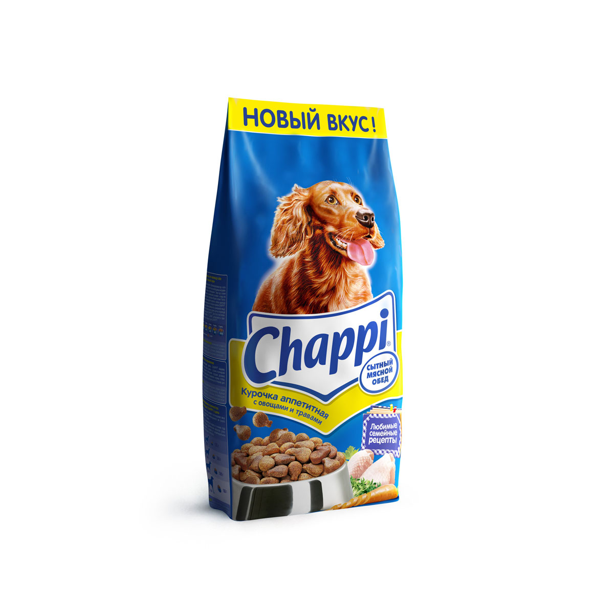Корм сухой для собак Chappi Сытный мясной обед, курочка аппетитная, 15 кг25359 Корм сухой для собак Chappi Сытный мясной обед, курочка аппетитная, 15 кг25359Сухой корм Chappi Сытный мясной обед - это специально разработанная еда для собак с оптимально сбалансированным содержанием белков, витаминов и микроэлементов. Уникальная формула Chappi включает в себя все необходимые для здоровья компоненты: - мясо - для силы и энергии в течение дня; - овощи, травы и злаки - для отличного пищеварения; - масла и жиры - для блестящей шерсти и здоровой кожи; - кальций - для крепких зубов и костей; - витамины - для защиты здоровья; - минералы - для подержания собаки в оптимальной форме. Корм Chappi идеально подходит для вашего любимца как надежный источник жизненных сил. Состав: злаки, мясо и субпродукты, жиры животного происхождения, морковь, люцерна, растительные масла, минеральные вещества, витамины. Пищевая ценность в 100 г: белок - 18 г, жиры - 10 г, клетчатка - 7 г, влажность - не более 10 г, зола - 7 г, кальций - 0,8 г, фосфор - 0,6 г, витамин А - 500...