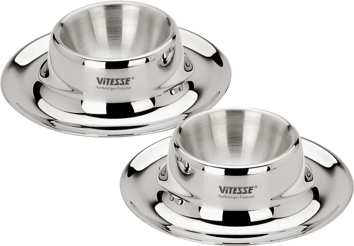 Набор пашутниц Vitesse Christy, 2 штVS-1907 Набор пашутниц Vitesse Christy, 2 штVS-1907Набор Vitesse Christy состоит из двух пашутниц, выполненных из высококачественной нержавеющей стали 18/10 с зеркальной полировкой. Пашутницы служат в качестве подставок для яиц. Стильный дизайн и удобная форма изделий сделают их прекрасным дополнением к коллекции ваших кухонных аксессуаров. Прекрасно оформят стол к завтраку.