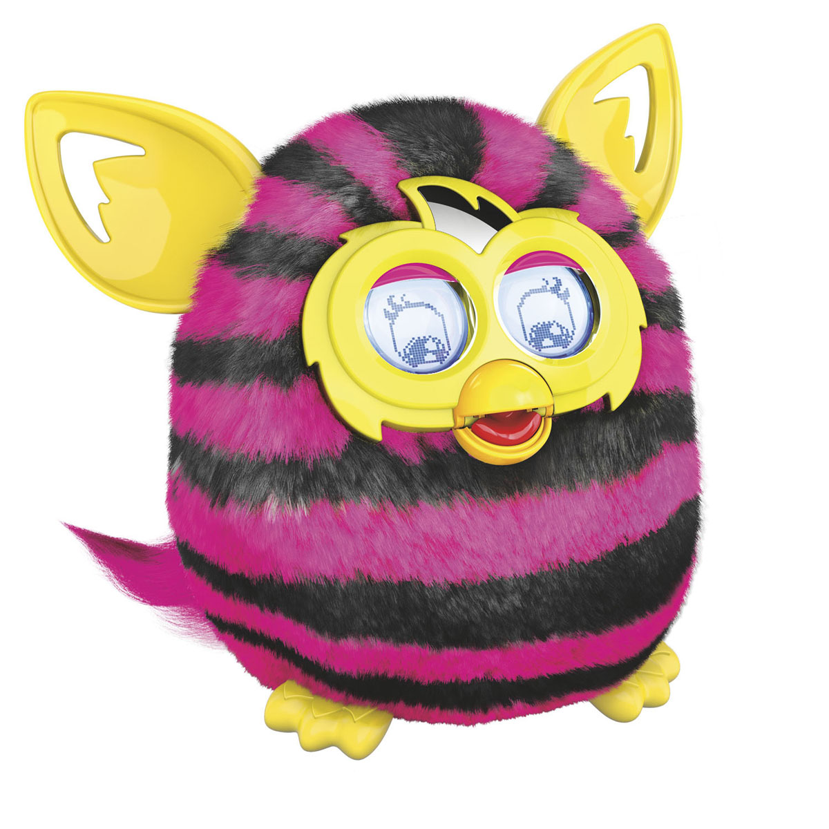 Furby (Фёрби) Boom Интерактивная игрушка Теплая волна (Рисунок горизонтальная полоска)A6416_A4342_Solid Furby (Фёрби) Boom Интерактивная игрушка Теплая волна (Рисунок горизонтальная полоска)A6416_A4342_SolidНовый Ферби, Новое приложение, Новые игры! Осенью 2014! Furby (Ферби) - это уникальная интерактивная игрушка, которая станет отличным подарком и другом, как для детей, так и для взрослых. Интерактивный домашний питомец ответит взаимностью на дружеское общение. Разговаривает игрушка на языке Ферби и русском языке. У Ферби большие торчащие ушки, способные дергаться и вибрировать, а глаза представляют собой пару интерактивных ЖК-экранов с подсветкой и механическими веками. Это позволяет игрушке достаточно реалистично моргать, озираться и мимически реагировать на звуки. Разговаривайте с Ферби, располагайте его лицом к себе, чем вы ближе к игрушке, тем легче Ферби вас услышать. Чтобы он лучше на вас реагировал, выключите все фоновые шумы. Кормите Ферби с помощью пальца, закомте его с другими Ферби, трясите, разговаривайте, качайте, включайте для него музыку, держите его, переворачивайте, гладьте и щекочите животик или тяните за хвост. Чтобы Ферби...