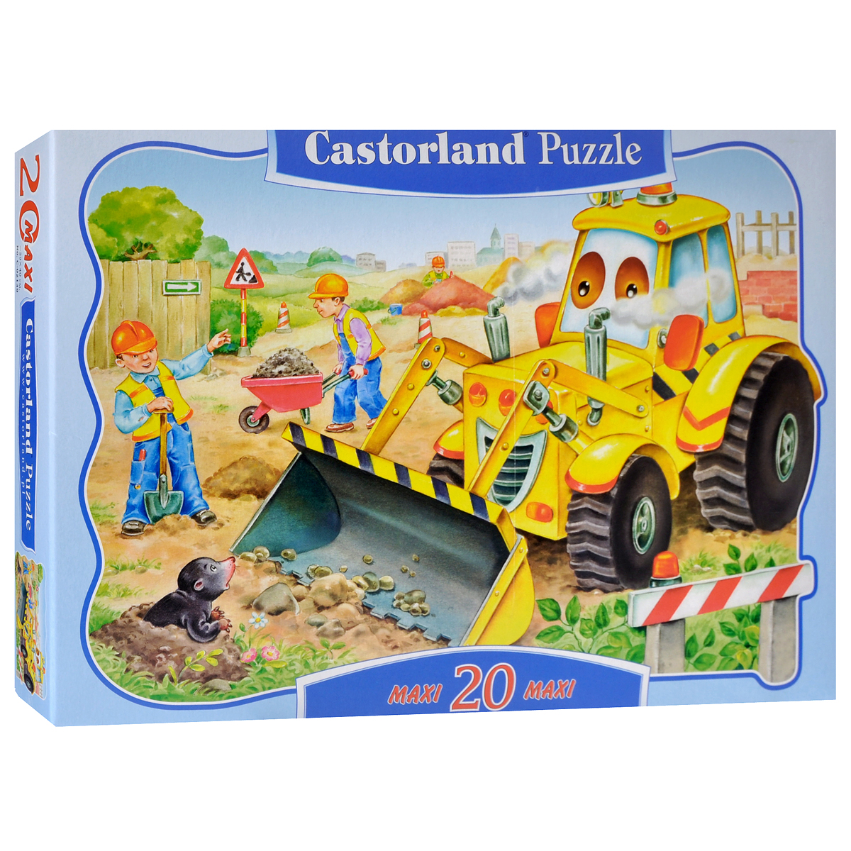 Castorland Пазл для малышей БульдозерС-02139 Castorland Пазл для малышей БульдозерС-02139Пазл Бульдозер, без сомнения, придется по душе вашему ребенку. Собрав этот пазл, включающий в себя 20 крупных элементов, он получит яркую картинку с изображением веселого бульдозера, а также строителей. Пазлы - прекрасное антистрессовое средство для взрослых и замечательная развивающая игра для детей. Собирание пазла развивает у ребенка мелкую моторику рук, тренирует наблюдательность, логическое мышление, знакомит с окружающим миром, с цветом и разнообразными формами, учит усидчивости и терпению, аккуратности и вниманию. Собирание пазла - прекрасное времяпрепровождение для всей семьи.