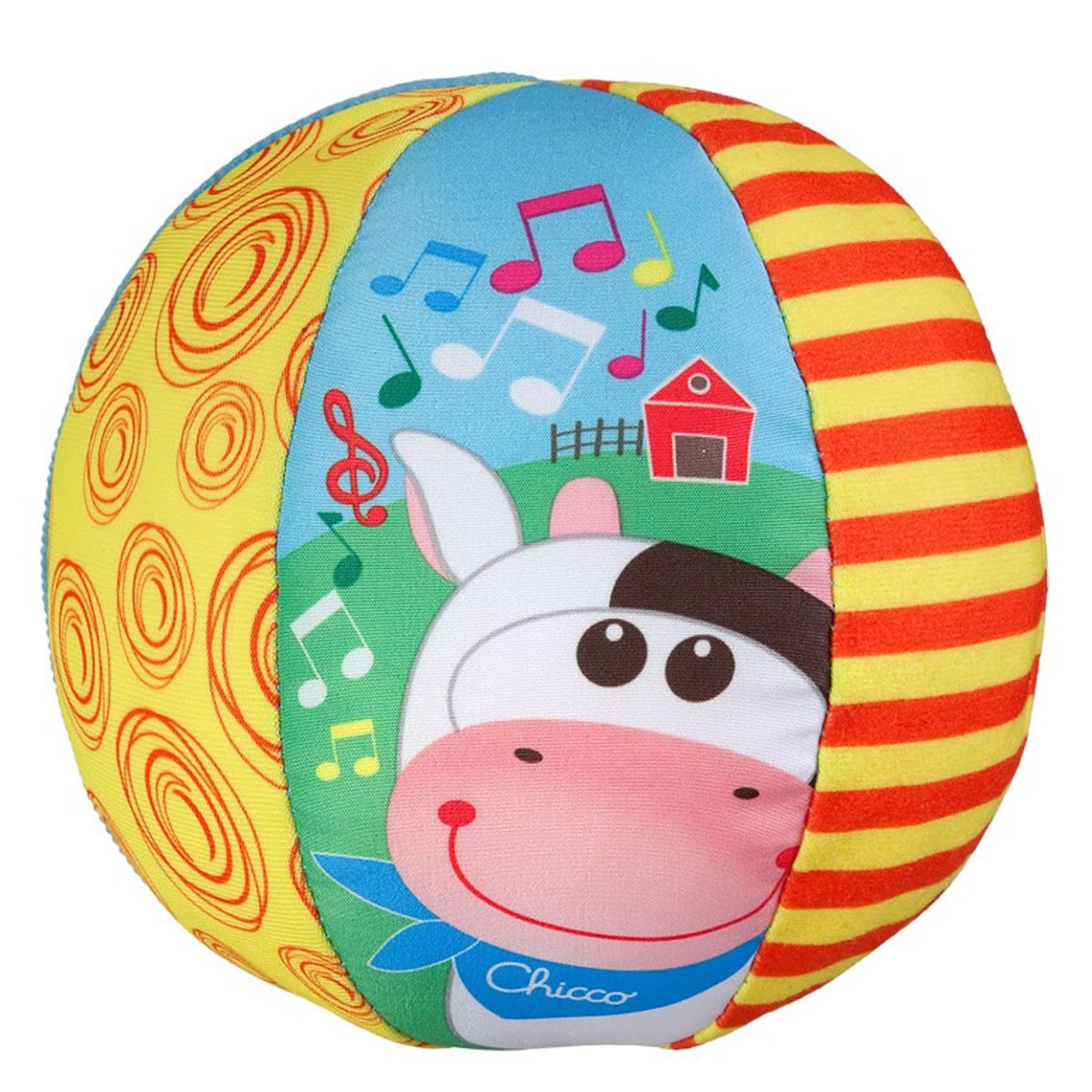 Развивающая игрушка Chicco Музыкальный мяч00005836000000 Развивающая игрушка Chicco Музыкальный мяч00005836000000Развивающая игрушка Chicco Музыкальный мяч привлечет внимание вашего малыша и не позволит ему скучать! Мягконабивной мяч выполнен из текстильного материала разных цветов и фактур. Его форма удобна для держания и хватания маленькими детскими ручками. Достаточно ребенку потрясти игрушку, и она порадует кроху веселыми мелодиями. Малыш сможет катить яркий мячик перед собой, что будет стимулировать ребенка к движениям. Игрушка Музыкальный мяч поможет малышу развить цветовое и звуковое восприятие, тактильные ощущения, мышление, мелкую моторику рук и координацию движений. Необходимо докупить 2 батареи напряжением 1,5V типа ААА (не входят в комплект).