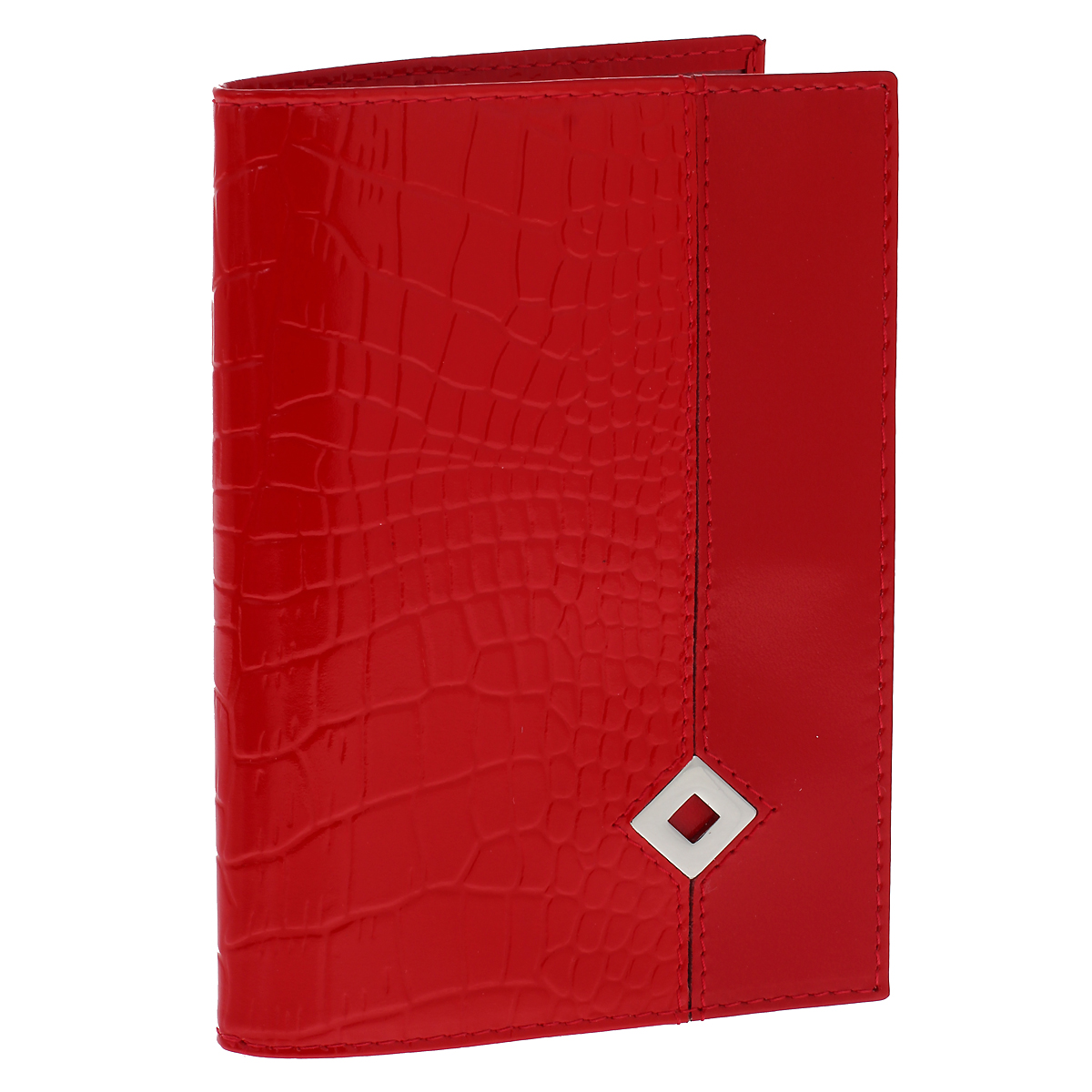 Обложка для паспорта Dimanche Papillon Rouge, цвет: красный. 330330 Обложка для паспорта Dimanche Papillon Rouge, цвет: красный. 330330Обложка для паспорта Dimanche Papillon Rouge изготовлена из натуральной кожи красного цвета с декоративным тиснением под рептилию. Обложка украшена металлическим значком в виде ромба. Внутри обложка отделана атласным текстилем красного цвета с рисунком. На внутреннем развороте содержится два кармана из прозрачного пластика. Стильная обложка не только защитит ваши документы, но и станет стильным аксессуаром, подчеркивающим ваш образ. Изделие упаковано в фирменную коробку коричневого цвета с логотипом фирмы Dimanche.