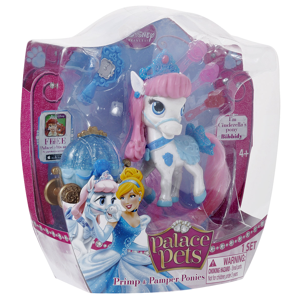Palace Pets Пони Питомец Золушки23379/76073 Palace Pets Пони Питомец Золушки23379/76073Palace Pets - это коллекция домашних зверушек принцесс Диснея, которые живут вместе со своими хозяйками в их шикарных дворцах. Palace Pets Пони Питомец Золушки привлечет внимание вашей малышки и не позволит ей скучать. Симпатичный питомец принцессы Золушки - очаровательный пони с длинным хвостом и гривой. Хвост можно расчесывать при помощи щеточки, входящей в комплект. В набор также входят шкатулочка в форме кареты на колесиках, в которой можно хранить драгоценности, три клипсы и красочный буклет. Любая девочка будет очарована таким подарком!
