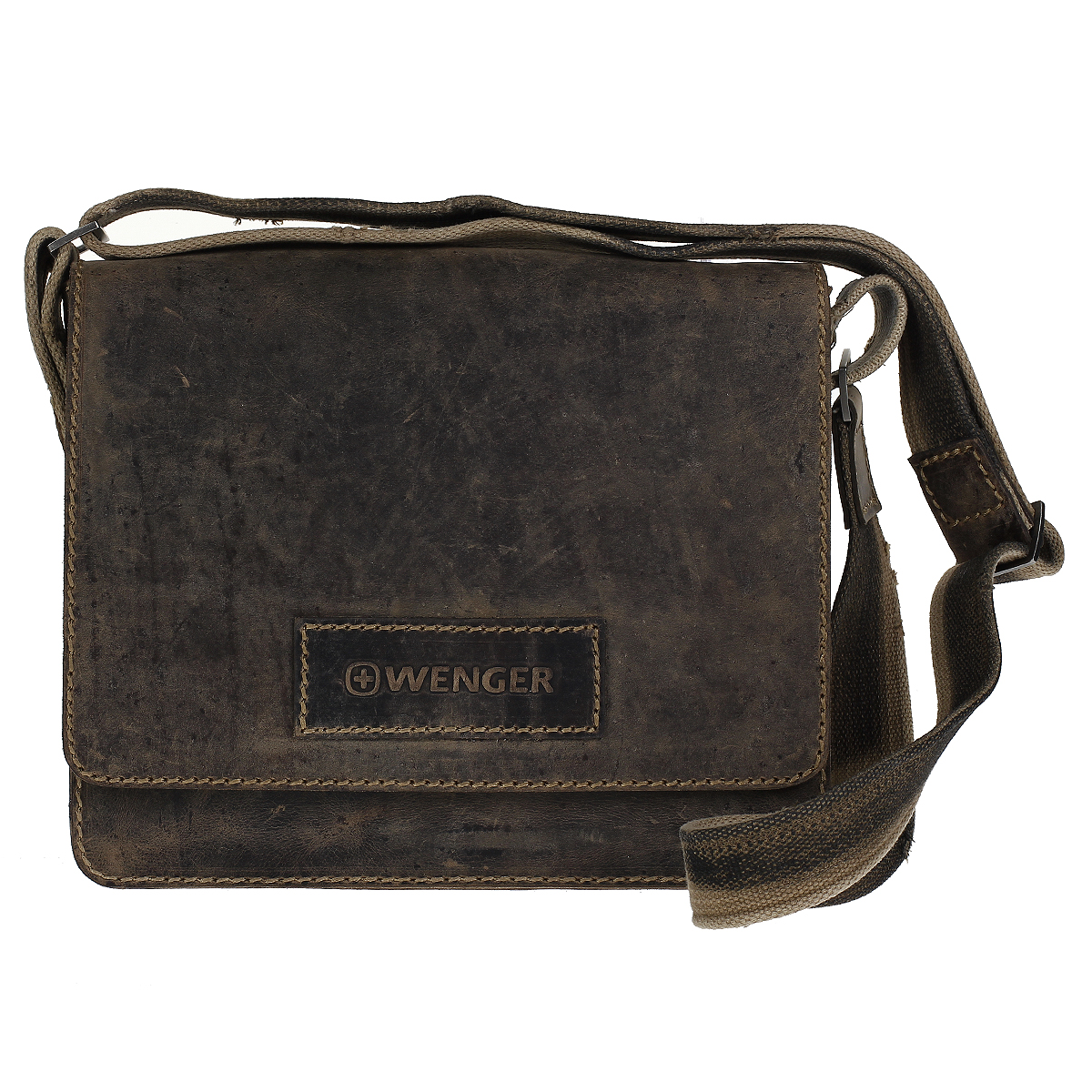 Сумка мужская Wenger Stonehide, цвет: светло-коричневый. W16-02W16-02 Сумка мужская Wenger Stonehide, цвет: светло-коричневый. W16-02W16-02Мужская сумка в стиле casual Wenger Stonehide изготовлена из высококачественной натуральной кожи светло-коричневого цвета. Кожа серии Stonehide - это крепкая, эластичная бычья кожа, обработанная по традиционной технологии - грубые швы, состаренные ремни. Потертый внешний вид делает изделие уникальным и создает специфический эффект старины. Сумка по всей поверхности оформлена стежками бежевого цвета. Сумка имеет одно основное отделение, которое закрывается клапаном на магнитную кнопку. Внутри содержится два отдела, разделенных средником на молнии, два накладных кармашка, два держателя для ручек, вшитый карман на молнии и 6 кармашков для пластиковых карт или визиток. Внутренняя поверхность отделана полиэстером коричневого цвета. Под клапаном содержится вшитый карман на молнии. С задней стороны сумки расположено дополнительное отделение на молнии. Изделие оснащено плечевым ремнем регулируемой длины из плотного полиэстера. Ремень снабжен вставкой для удобной переноски на плече....