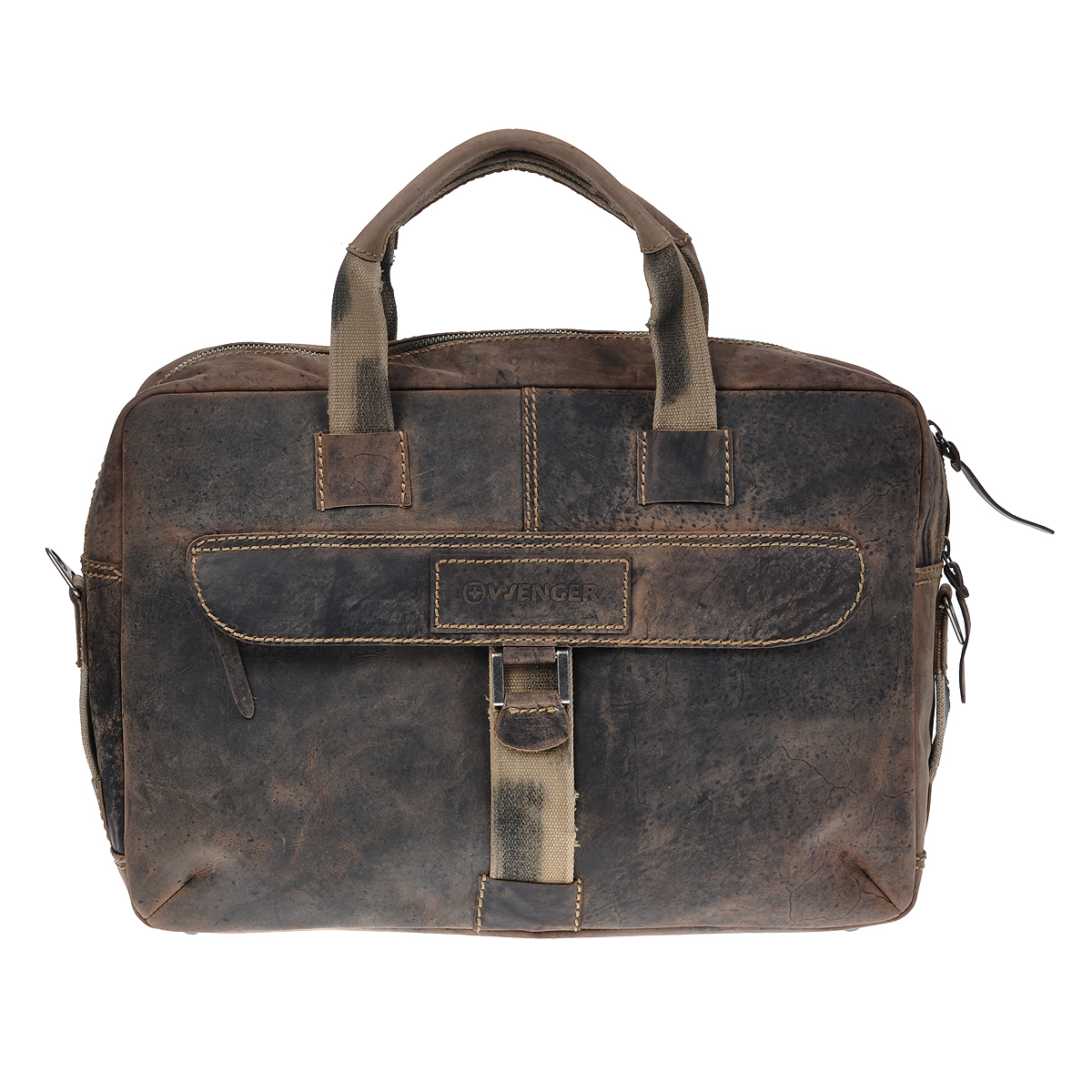 Портфель мужской Wenger Stonehide, цвет: светло-коричневый. W16-07W16-07 Портфель мужской Wenger Stonehide, цвет: светло-коричневый. W16-07W16-07Мужской портфель в стиле casual Wenger Stonehide изготовлен из высококачественной натуральной кожи светло-коричневого цвета. Кожа серии Stonehide - это крепкая, эластичная бычья кожа, обработанная по традиционной технологии - грубые швы, состаренные ремни. Потертый внешний вид делает изделие уникальным и создает специфический эффект старины. Портфель по всей поверхности оформлен стежками бежевого цвета. Портфель имеет одно основное отделение, которое закрывается на застежку-молнию. Внутри содержится два накладных кармашка, два держателя для ручек, вшитый карман на молнии и 6 кармашков для пластиковых карт или визиток. Внутренняя поверхность отделана полиэстером коричневого цвета. С лицевой стороны имеется вшитое отделение на молнии для планшета. С задней стороны портфеля расположено дополнительное отделение на молнии. Изделие оснащено двумя удобными короткими ручками и отстегивающимся плечевым ремнем регулируемой длины из плотного полиэстера. Ремень...