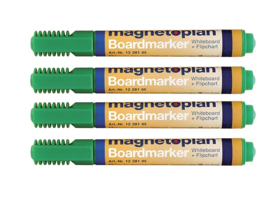 Набор маркеров Magnetoplan, цвет: зеленый, 4 шт. 12281051228105 Набор маркеров Magnetoplan, цвет: зеленый, 4 шт. 12281051228105Набор маркеров Magnetoplan станет вашим незаменимым помощником при проведении презентаций. Набор зеленых маркеров Magnetoplan предназначен для письма и рисования как на бумаге для флипчарта, так и на белой доске с лаковым покрытием в школе или офисе. Набор включает в себя четыре маркера зеленого цвета. Корпус маркеров выполнен из пластика. Влагоустойчивые чернила на спиртовой основе быстро сохнут и не размазываются. Круглый наконечник дает аккуратную четкую линию. C набором маркеров Magnetoplan ваши презентации всегда будут безупречны.