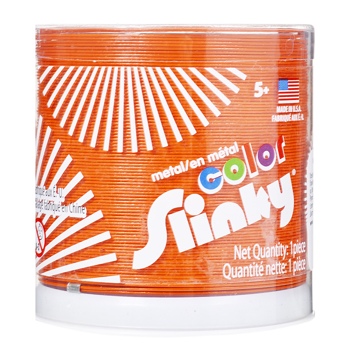 Игрушка-пружинка Slinky, металлическая, цвет: оранжевыйСЛ8-111/red Игрушка-пружинка Slinky, металлическая, цвет: оранжевыйСЛ8-111/redИгрушка-пружинка Slinky - это deluxe-версия оригинальной пружинки Slinky из металла, окрашенная на заводе Slinky в США специальным цветным лаком с использованием самого современного оборудования и лучших материалов. Цветная пружинка из металла - это не просто игрушка, это вершина современного модельного ряда Slinky. Особый широкий профиль витков пружинки обеспечивает мягкое и плавное перекатывание, а так же исключает вероятность случайного запутывания. Как и классическую металлическую Слинки, эту пружинку можно запускать по лестнице или перекатывать из одной руки в другую. Порадуйте своего ребенка таким замечательным подарком!