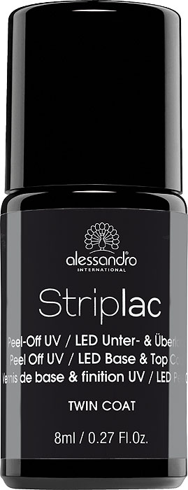 Alessandro Основа и верхнее покрытие маникюра Striplac. Base&Top Coat - Twin Coat, 8 мл78-300 Alessandro Основа и верхнее покрытие маникюра Striplac. Base&Top Coat - Twin Coat, 8 мл78-300Базовая и топовая основа для Striplac. Отверждается в УФ/LED лампе. Как база - защищает натуральные ногти, продлевая стойкость покрытия. Как топовое покрытие - обеспечивает яркий глянец до 10 дней! Способ применения : 1 Этап : Нанесите тонким слоем покрытие. При необходимости удалите излишки покрытия корректирующим карандашом до полимеризации. Перед использованием обезжирьте ногтевую пластину с помощью очищающих салфеток. После нанесения сначала поместите четыре пальца в светодиодное устройство на 10 секунд. Затем повторите процесс с большими пальцами. ВНИМАНИЕ: Поверхность ногтей не окончательно сухая после отверждения в LED устройстве, не прикасайтесь к ней! 2 Этап : Нанесите гель-лак Striplac. 3 Этап : Нанесите основу для придания дополнительного глянцевого блеска и для защиты цветного покрытия Striplac. Время полимеризации - 60 секунд. Удалите дисперсионный слой при помощи очищающих салфеток.