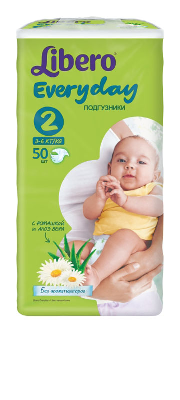 Libero Подгузники Everyday (3-6 кг) 50 шт5698 Libero Подгузники Everyday (3-6 кг) 50 шт5698Подгузники Либеро Эвридэй Мини 3/6 кг (50 штук) Подгузники Libero Everyday содержат натуральные ингредиенты ромашки и алоэ вера и не содержат ароматизаторов. Ромашка известна своим антисептическим и успокаивающм свойством. Алоэ обладает антибактериальным эффектом. Libero Everyday с экстрактом ромашки и алоэ вера. Естественная забота для самой нежной кожи. Без ароматизаторов. ...
