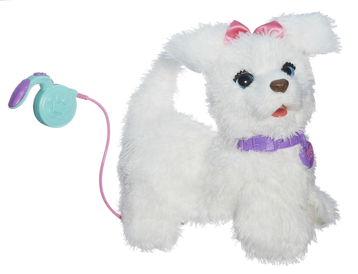 FurReal Friends Интерактивная игрушка GoGo Ходячий щенокA7274EU4 FurReal Friends Интерактивная игрушка GoGo Ходячий щенокA7274EU4Интерактивная игрушка FurReal Friends GoGo: Ходячий Щенок привлечет внимание вашего ребенка и не оставит его равнодушным! Она выполнена в виде веселого белого щеночка, который всегда рад поиграть. Если погладить щеночка по голове, он начнет вилять хвостом и двигать головой. Если же погладить его по бокам, он будет поворачиваться из стороны в сторону и издавать радостные звуки. Песик умеет гавкать, сидеть, передвигаться и умильно махать хвостиком. К игрушке прилагается поводок с кнопкой на рукоятке, при помощи которой щенок может ходить вперед. Щенок может нести поводок. Также щенок реагирует на голос радостным лаем. Его можно кормить и отдавать ему команды при помощи мобильного приложения. Для этого необходимо синхронизировать игрушку со смартфоном. Интерактивная игрушка FurReal Friends GoGo: Ходячий Щенок подарит вашему малышу хорошее настроение и станет для него настоящим другом. Порадуйте его таким замечательным подарком! Необходимо докупить...