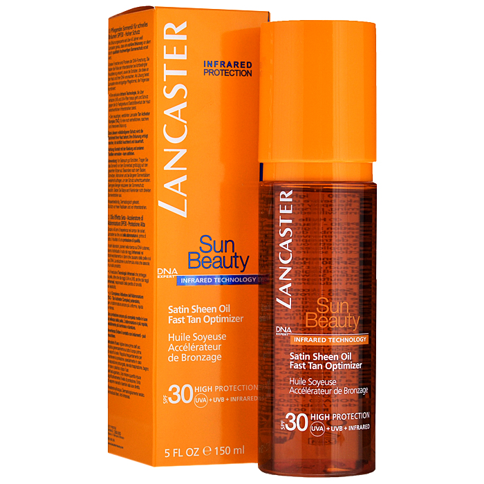 Lancaster Шелковистое масло Sun Beauty Care, быстрый загар, SPF 30, 150 мл40001216000 Lancaster Шелковистое масло Sun Beauty Care, быстрый загар, SPF 30, 150 мл40001216000Для кого, когда: • Высокая интенсивность солнца. • Светлая-средняя кожа. • FAST TAN усиление загара. • Комплекс активации загара. Защита: • УФА- и УФБ-фильтры. • Эксклюзивная запатентованная новая ИК-защита. Результат: • Красота кожи сохранена. • Исключительный эффектный и стойкий загар. • Кожа тела увлажнена, она шелковистая и выглядит потрясающе. Способ применения: Наносите средство щедрым слоем как минимум за 30 минут до выхода на солнце. Защищайте глаза. • Не загорайте с 12-16 часов. • Повторяйте нанесение после купания, вытирания полотенцем, потения. • Не используйте отшелушивающих средств для лица и тела во время интенсивного загара.