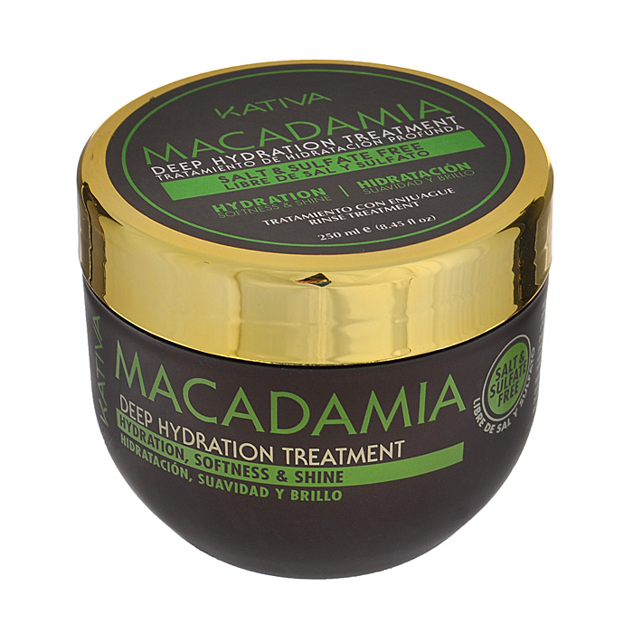 Kativa Уход Macadamia интенсивно увлажняющий, для нормальных и поврежденных волос, 250 мл65807245 Kativa Уход Macadamia интенсивно увлажняющий, для нормальных и поврежденных волос, 250 мл65807245Маска-уход возвращает волосам природную силу, восстанавливая изнутри их структуру. После использования они становятся послушными, гладкими и сияют здоровьем. Масло макадамии обеспечивает глубокое увлажнение, разглаживает чешуйки волос, предотвращает их ломкость. Способ применения : нанести на чистые влажные волосы по всей длине. Оставить на 10-15 минут для глубокого воздействия, а затем тщательно смыть. Рекомендуется использовать 2 раза в неделю. Товар сертифицирован.