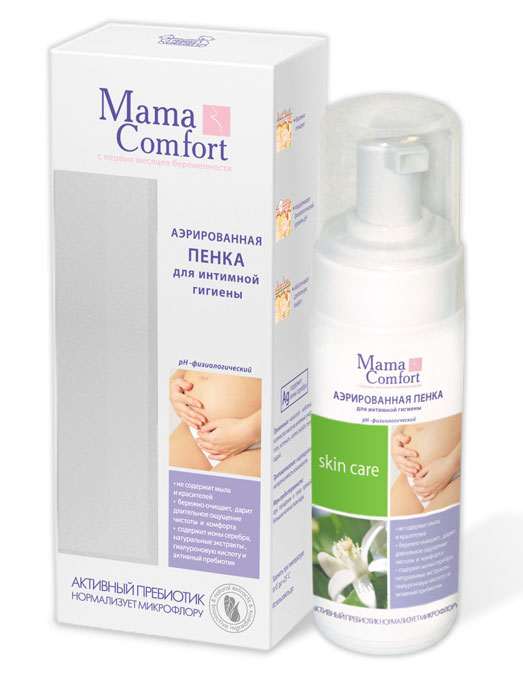 Пенка для интимной гигиены Mama Comfort, 150 мл03.09.01.0195 Пенка для интимной гигиены Mama Comfort, 150 мл03.09.01.0195Аэрированная пенка для интимной гигиены является эффективным средством по уходу за нежными участками тела. Легкая текстура и мягкая моющая основа бережно очищает и увлажняет кожу, поддерживая оптимальный рН-баланс. Пенка создана на основе воды, обогащенной ионами серебра, которая ускоряет процесс регенерации кожи, оберегает от опасных бактерий, являясь моющим обеззараживающим и противовоспалительным барьером. Средство обогащено активным пребиотиком, который нормализует микрофлору интимных участков тела. Пенка идеально дезодорирует, надолго сохраняет ощущение чистоты, свежести и комфорта, а также успокаивает и смягчает кожу. Активные компоненты: пребиотик, гиалуроновая кислота, ионы серебра, экстракты зеленого чая, череды и тысячелистника. Противопоказания: индивидуальная непереносимость компонентов.