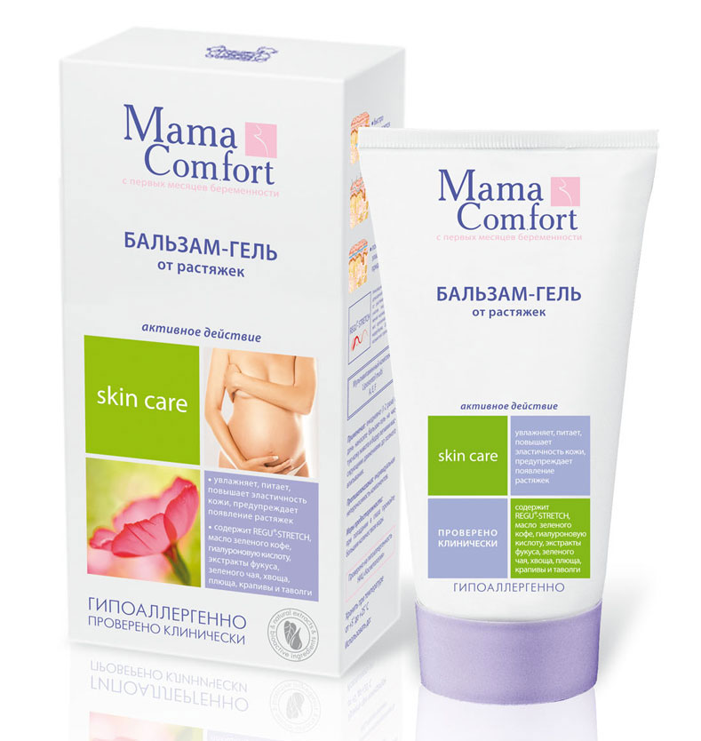 Бальзам-гель против растяжек Mama Comfort, 175 мл03.09.01.0230-1 Бальзам-гель против растяжек Mama Comfort, 175 мл03.09.01.0230-1Бальзам-гель против растяжек Mama comfort является высокоэффективным натуральным профилактическим средством предупреждающим появление растяжек на коже живота и бедер в период беременности. Сбалансированное сочетание биологически активных веществ интенсивно питает, увлажняет, регенерирует и разглаживает кожу. Инновационный комплекс Reguo-stretch способствует восстановлению нарушенной структуры коллагеновых и эластиновых волокон в проблемных зонах. Гиалуроновая кислота оказывает продолжительное увлажняющее действие, удерживая воду в межклеточном пространстве кожного покрова. Бальзам-гель предупреждает появление растяжек, нормализует состояние кожного покрова, возвращая ему эластичность и упругость, способствует уменьшению уже существующих растяжек. Активные компоненты: Reguo-stretch, масло зеленого кофе, гиалуроновая кислота, экстракт фукуса, зеленого чая, хвоща, плюща, крапивы и таволги. Противопоказания: индивидуальная непереносимость компонентов.