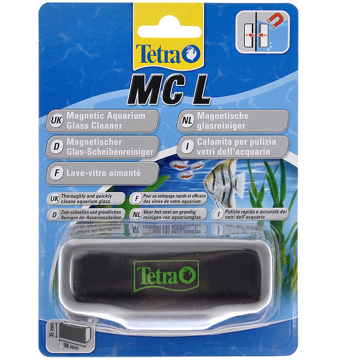 Скребок для аквариума Tetra MC L магнитный239333 Скребок для аквариума Tetra MC L магнитный239333Магнитный скребок для аквариума Tetra предназначен для быстрой и тщательной очистки стекол аквариума от налета и обрастаний. Для аквариумов с толщиной стекла до 10 мм. Скошенные кромки скребка не повреждают силиконовые швы аквариума, не оставляет царапин на стекле. Удобная эргономичная ручка. Подходит для аквариумов с пресной и морской водой. Рабочая поверхность скребка 9,8 см х 3,5 см.