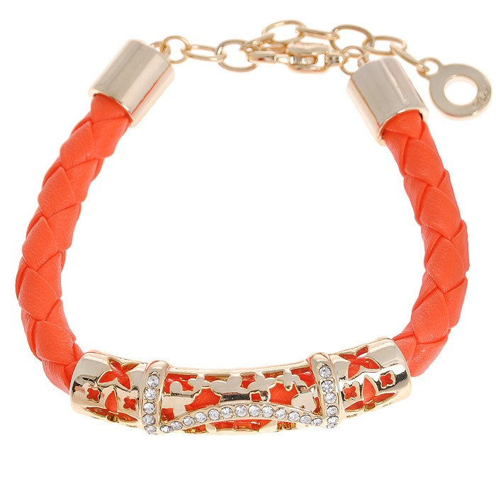 Браслет Fashion Jewelry, цвет: золотистый, оранжевый. Б-191-ОБ-191-О Браслет Fashion Jewelry, цвет: золотистый, оранжевый. Б-191-ОБ-191-ОБраслет Fashion Jewelry представляет собой плетенный ремешок выполненный из искусственной кожи с декоративным элементом. Декоративный элемент выполнен из металла и украшен стразами. Браслет имеет надежную застежку-карабин с регулирующей длину цепочкой. Такой браслет позволит вам быть оригинальной и изящной и создать свой неповторимый образ. Красивое и необычное украшение блестяще подчеркнет изысканный вкус, женственность и красоту своей обладательницы и поможет внести разнообразие в привычный образ.