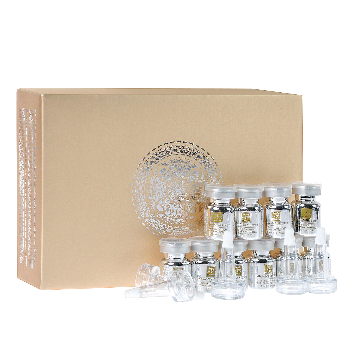Beauty Style Сыворотка Argana Secret для лица, укрепляющая, 10 х 5 мл4515422 Beauty Style Сыворотка Argana Secret для лица, укрепляющая, 10 х 5 мл4515422Масло арганы называют жидким золотом за его уникальные восстанавливающие и омолаживающие свойства, именно поэтому это масло активно применяется в косметологии. А ученые компании Beauty Style решили углубиться в исследования уникальных свойств этого масла и выделили новый компонент - стволовые клетки арганы, в которых полезных веществ в десятки раз больше! Укрепляющий концентрат со стволовыми клетками арганы прекрасно усваивается кожей, улучшает ее работоспособность, повышает защиту от негативного действия окружающей среды, возвращает природную молодость и свежесть. Сыворотка для лица - эликсир молодости для кожи. Сывороточный комплекс для кожи лица - это насыщенный витаминами и микроэлементами препарат, который усваивается кожей и работает в глубоких слоях. Фитостволовые клетки, полученные из арганы, усиливают энергетическое насыщение клеток, устраняют свободные радикалы, эффективно противодействуют процессам старения. Этот уникальный компонент улучшает...