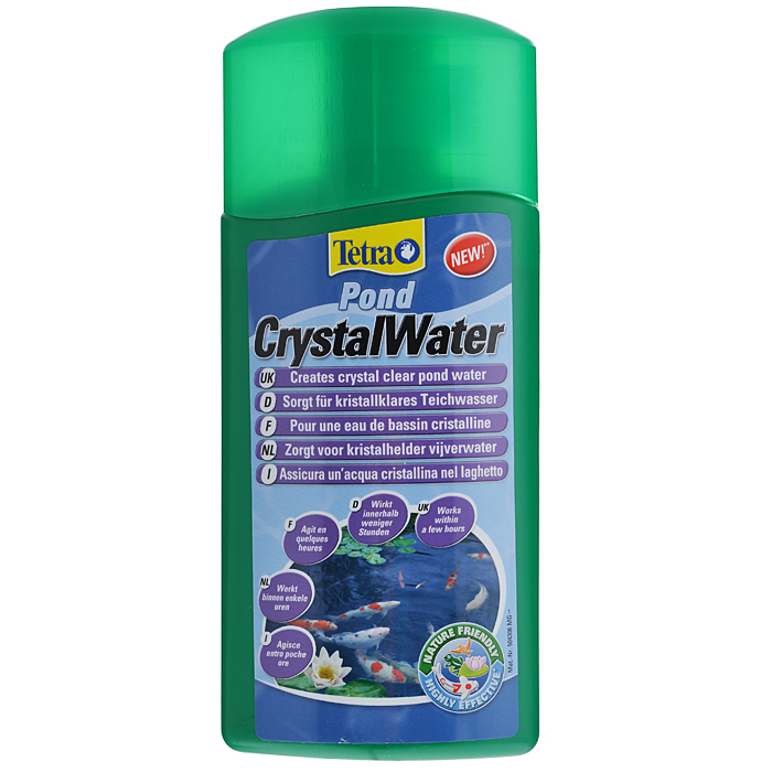 Средство для очистки прудовой воды от мути Tetra Pond Crystal Water, 500 мл180611 Средство для очистки прудовой воды от мути Tetra Pond Crystal Water, 500 мл180611Tetra Pond Crystal Water - это уникальное средство, применяемое для очистки воды в прудах от мути. Препарат быстро очищает прудовую воду, связывает органические частицы в одно целое, что позволяет их легко и просто удалить с помощью палки или прудового сачка. Эффект наблюдается уже через несколько часов. Вода в пруду становится чистой и прозрачной, самочувствие обитателей улучшается. Перед последующим использованием продукта стоит измерить карбонатную жесткость воды, которая обязательно должна быть более 2° KH. Это необходимо для обеспечения безопасности обитателям водоема. Товар сертифицирован.