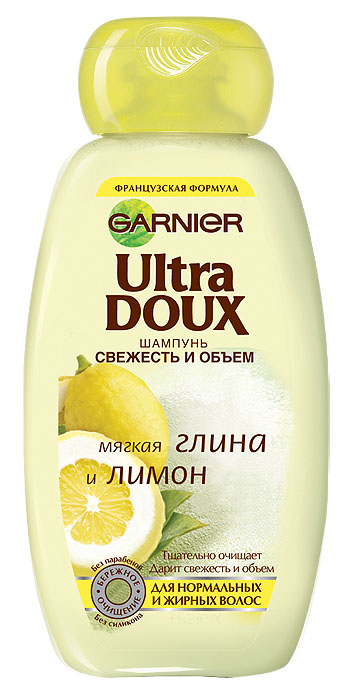 Garnier Шампунь Ultra Doux, Мягкая глина и лимон, для нормальных и жирных волос, 200 млC4181414 Garnier Шампунь Ultra Doux, Мягкая глина и лимон, для нормальных и жирных волос, 200 млC4181414Настоящий природный рецепт очищения для нормальных и жирных волос. Гарньер Ultra Doux объединяет в себе Мягкую глину, известную своими регулирующими и абсорбирующими свойствами, и Лимон с его освежающим действием. Формула шампуня настолько мягкая, что подойдет для ежедневного применения. Результат: Ваши волосы тщательно, но бережно очищены. Они остаются свежими, легкими и не теряют объем. Подарите себе мгновение блаженства: Насладитесь кремообразной, пенящейся текстурой. Ощутите цитрусовый свежий аромат.