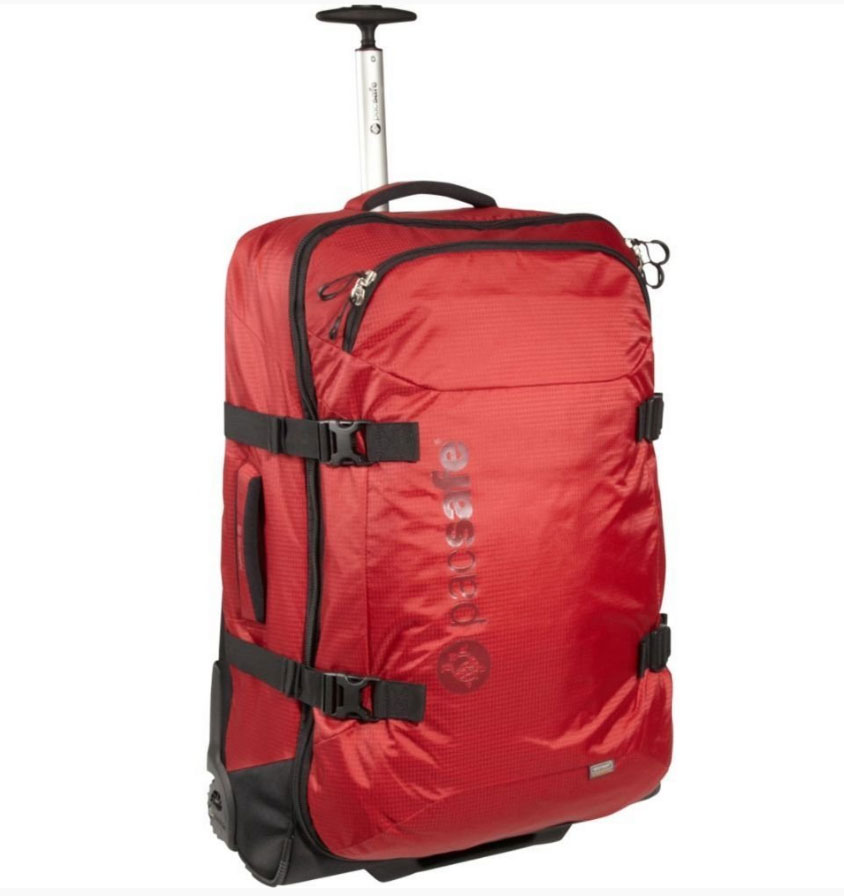 Сумка PacSafe на колесах Toursafe 29, цвет: бордовый, 90 лPF402BD Сумка PacSafe на колесах Toursafe 29, цвет: бордовый, 90 лPF402BDЧемодан Pacsafe Toursafe 29 окажется как нельзя кстати, если вы запланировали длительное путешествие, скажем, недели этак на четыре, когда просто захватить с собой смену обуви будет недостаточно. Не сомневайтесь – этот легкий, но достаточно вместительный раздвижной чемодан, оснащенный системой защиты от прокалывания и системой eXomesh, с прочной формованной спинкой станет вашим надежным спутником. Особенности: Передний карман на молнии в верхней части корпуса с 3 внутренними накладными карманами и карманом- сеткой на молнии. Основное отделение с карманом-сеткой на молнии для оптимального удобства размещения вещей. Бегунки особого дизайна с возможностью установки блокировочных замков TSA (имеет личинку под специальный универсальный ключ, который находится «на вооружении» таможни и службы безопасности). Легкая и прочная формованная спинка. Эргономичная выдвижная ручка из алюминиевого трубчатого профиля, фиксирующаяся в сложенном состоянии. ...