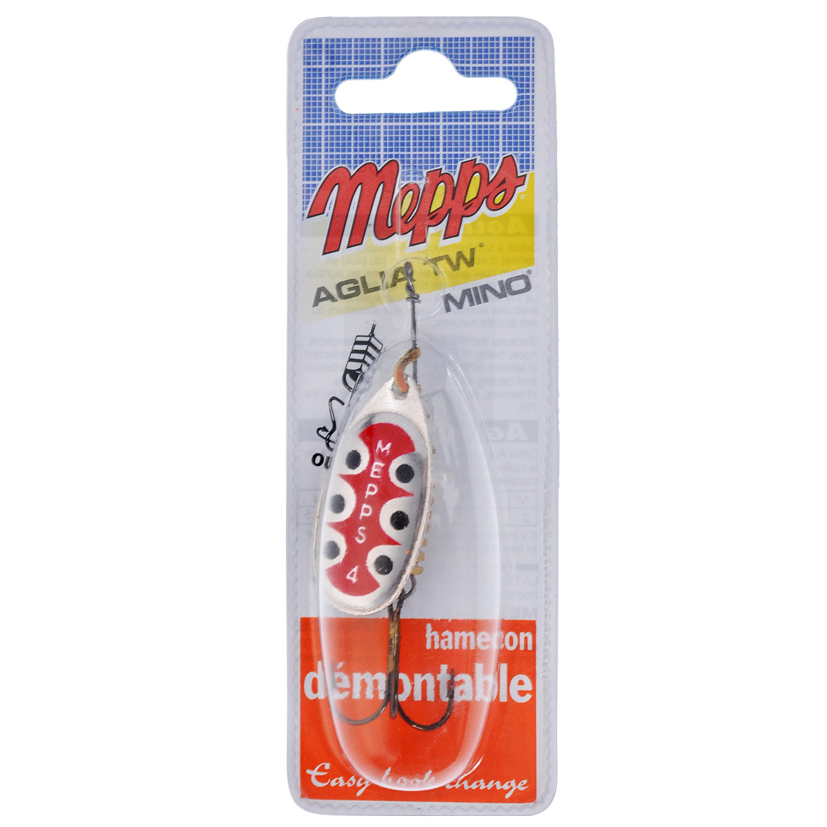 Блесна Mepps Aglia TW AG, вращающаяся, №45810 Блесна Mepps Aglia TW AG, вращающаяся, №45810Вращающаяся блесна Mepps Aglia TW AG отличается от базовой модели двухцветной рефлекторной окраской лепестка и возможностью быстрой замены тройника. Грузик сердечника у Aglia TW имеет внутреннюю резьбу с очень крупным шагом. Проволочная ось завершается колечком для крючка, сопряженным с пружинной шпилькой. Находясь в теле груза, пружинная шпилька упирается в уступ крупной резьбы. В данном случае шестигранный грузик служит винтовым замочком. Освобождение шпильки осуществляется простым свинчиванием груза, а возвратная фиксация - вдавливанием шпильки в его тело. Это простой, но очень надежный узел крепления (не разрушается даже при значительных нагрузках). Эта приманка отличается также очень натуральной имитацией рыбок. AGLIA TW - настоящий клад для любителей экспериментов на водоемах. Рыболов получает возможность быстро укомплектовать вращалку пластиковой рыбкой, виброхвостом, твистером или просто тройником с мухой подходящего цвета.