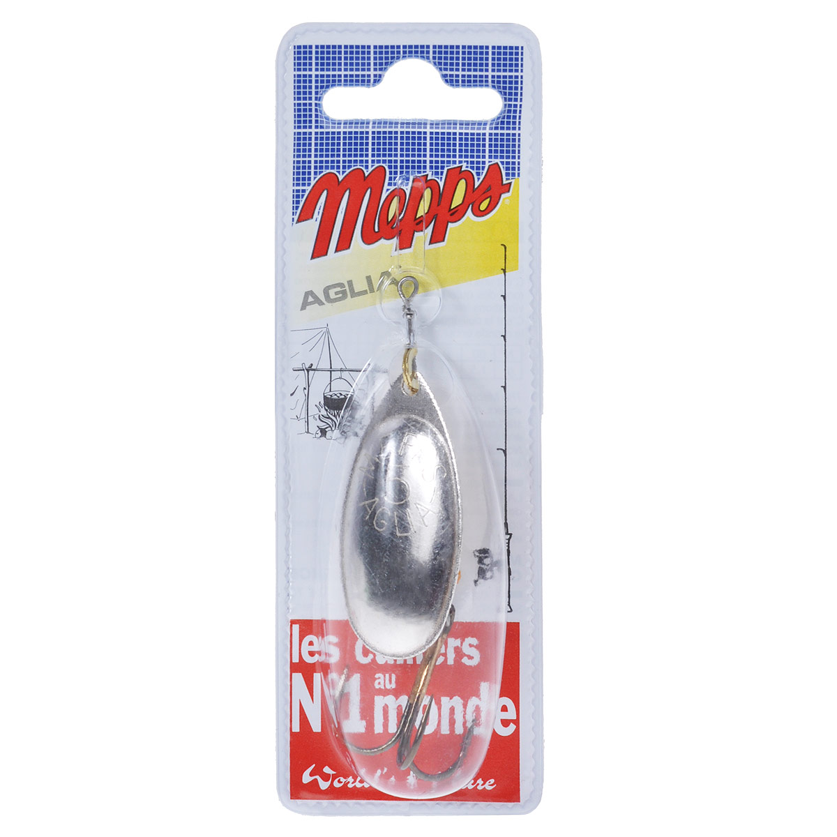 Блесна Mepps Aglia AG, вращающаяся, №5, 13 г5667 Блесна Mepps Aglia AG, вращающаяся, №5, 13 г5667Вращающая блесна Mepps Aglia AG - одна из первых блесен французского производства. При вращении угол отклонения лепестка от оси составляет 60°. Блесна в основном предназначена для водоемов со слабым течением, или «стоячей» водой. Благодаря своей превосходно выверенной механике, она начинает послушно вращаться, лишь только коснется воды. Конус вращения адаптируется к силе течения, что позволяет ей создавать вибрации, наиболее привлекательные для хищников. Обладает устойчиво-ровным движением (поведением) в воде - при различных способах и скоростях проводки. Блесна Mepps AGLIA - очень популярная классическая модель. Рекомендуется при ловле форели, окуня, голавля, жереха, язя, как крупных, так и меньшего размера.