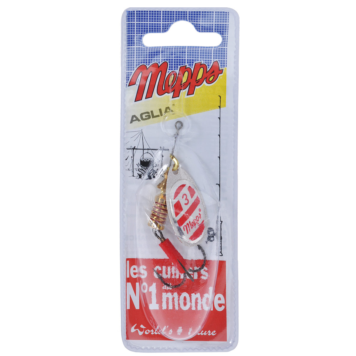 Блесна Mepps Aglia Blanc Rouge AG, вращающаяся, №3, 6,5 г5738 Блесна Mepps Aglia Blanc Rouge AG, вращающаяся, №3, 6,5 г5738Вращающая блесна Mepps Aglia Blanc Rouge AG - одна из первых блесен французского производства. При вращении угол отклонения лепестка от оси составляет 60°. Блесна в основном предназначена для водоемов со слабым течением, или «стоячей» водой. Благодаря своей превосходно выверенной механике, она начинает послушно вращаться, лишь только коснется воды. Конус вращения адаптируется к силе течения, что позволяет ей создавать вибрации, наиболее привлекательные для хищников. Обладает устойчиво-ровным движением (поведением) в воде - при различных способах и скоростях проводки. Блесна Mepps AGLIA - очень популярная классическая модель. Рекомендуется при ловле форели, окуня, голавля, жереха, язя, как крупных, так и меньшего размера.