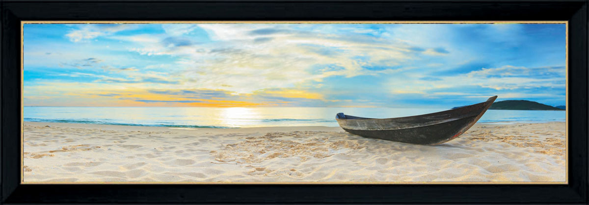 Постер в раме Postermarket Лодка на пляже, 95 см х 33 смPM-3303 Постер в раме Postermarket Лодка на пляже, 95 см х 33 смPM-3303Картина для интерьера (постер) - современное и актуальное направление в дизайне любых помещений. Постер с красочным изображением лодки на пляже оформлен в раму черного цвета, выполненную из пластика. Картина защищена прозрачным пластиком. С задней стороны имеются петельки для подвешивания к стене. Картина может использоваться для оформления любых интерьеров: - дом, квартира (гостиная, спальня, кухня, прихожая, детская); - офис (комната переговоров, холл, кабинет); - бар, кафе, ресторан или гостиница. Картины, предоставляемые компанией Постермаркет: - собраны вручную из лучших импортных комплектующих; - надежно упакованы в пленку с противоударными уголками.