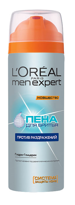 LOreal Paris Men Expert Пена для бритья Против раздражения, 200 млA5995910 LOreal Paris Men Expert Пена для бритья Против раздражения, 200 млA5995910Раздражение, стянутость, микропорезы… Защитите кожу во время бритья с помощью пены для бритья против раздражений от Men Expert! Высокая эффективность против раздражений: 1) Формула, обогащенная Гидро-Глицерином 2) Ультракомфортное бритье, меньше микропорезов 3) Защита от жжения и раздражения во время бритья