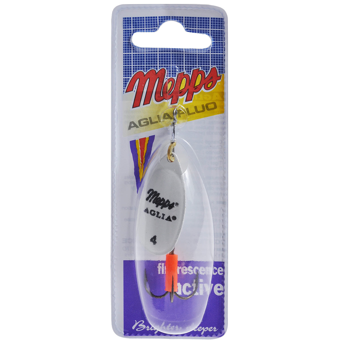 Блесна Mepps Aglia Fluo Phospho, вращающаяся, №45790 Блесна Mepps Aglia Fluo Phospho, вращающаяся, №45790Вращающаяся блесна Mepps Aglia Fluo Phospho выполнена в виде лепестка белого матового окраса, дающего преимущество при ловле рыбы в темное время суток, на большой глубине и в мутной воде. Такая блесна отлично видна даже при освещении ультрафиолетовыми лучами, доходящими до самых больших глубин. Стимулированная ультрафиолетом, она продолжает еще долго светиться.