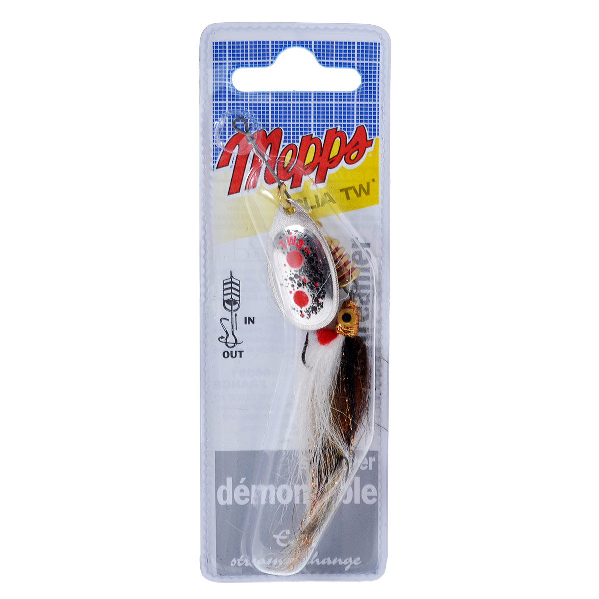 Блесна Mepps Aglia TW Streamer AG, вращающаяся, №34525 Блесна Mepps Aglia TW Streamer AG, вращающаяся, №34525Вращающая блесна Mepps Aglia TW Streamer AG - новый вид блесны, снабженной стримером ручной работы на снасти, состоящей из тройника и одинарного крючка. Лучше всего приманка работает при использовании легких удилищ и катушек в сочетании с тонкой леской рыбаком, обладающим навыком дальнего заброса легких приманок. Блесна хорошо себя показывает при проводке умеренной скорости (на быстром течении приманку достаточно удерживать на одном месте). Вибрация, рождающаяся при вращении лепестка, вызывает сложные движения стримера, безотказно привлекающие рыбу. Эффективность приманивающего эффекта усиливается колебанием тела блесны. Через гибкую ось стример связан с передним одинарным крючком и хвостовым тройником. Он сплетен из волокон более чем десяти различных цветов. Особенно выделяются глаза, жабры ярко-красного цвета, маленькие блестки по всему корпусу и боковая линия.