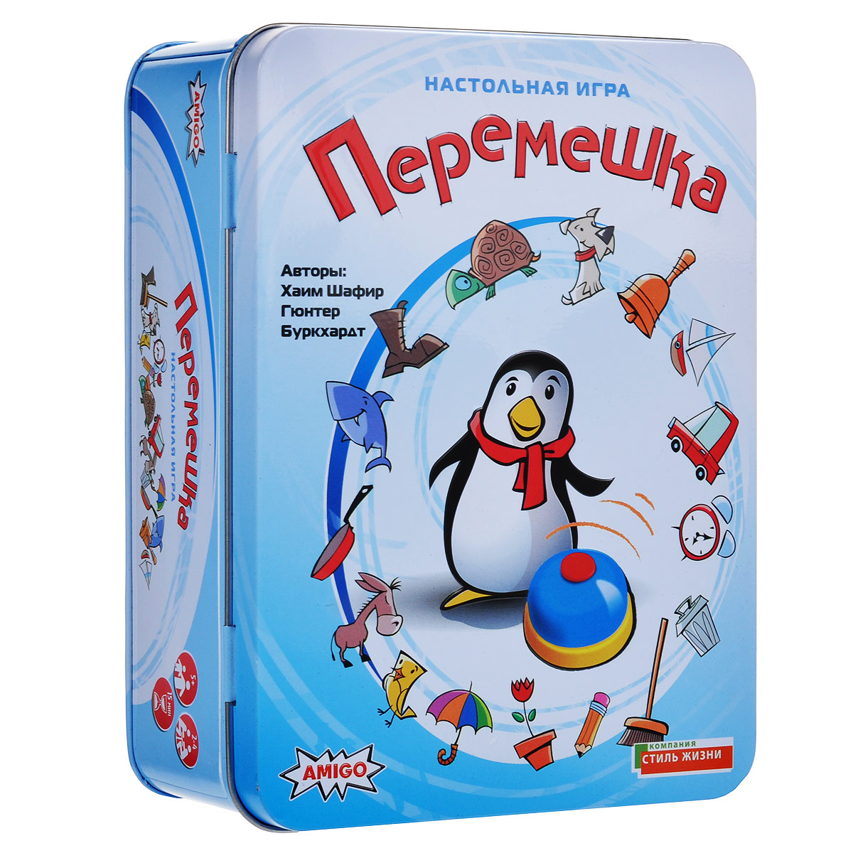 Настольная игра ПеремешкаР61777 Настольная игра ПеремешкаР61777Настольная игра Перемешка позволит вашему ребенку весело провести время в кругу друзей. Хватай, думай, звони! - девиз настольной игры Перемешка. Игрокам предстоит превратить беспорядок на столе в стройные логические цепочки. Кто же будет самым быстрым и внимательным?! Перед началом игры все карты разбрасываются на столе лицевой стороной вниз, звонок ставится посередине. Переворачивая по одной карте, игроки наперегонки начинают собирать свои ряды так, чтобы хоть одна картинка на соседних картах совпадала. Первый, кто соберет ряд из 7 карт, нажимает на звонок. Если цепочка верна, то весь ряд становится добычей игрока. Победит участник, набравший наибольшее количество карт. В комплект игры входят: 80 карт, звонок и правила игры на русском языке.