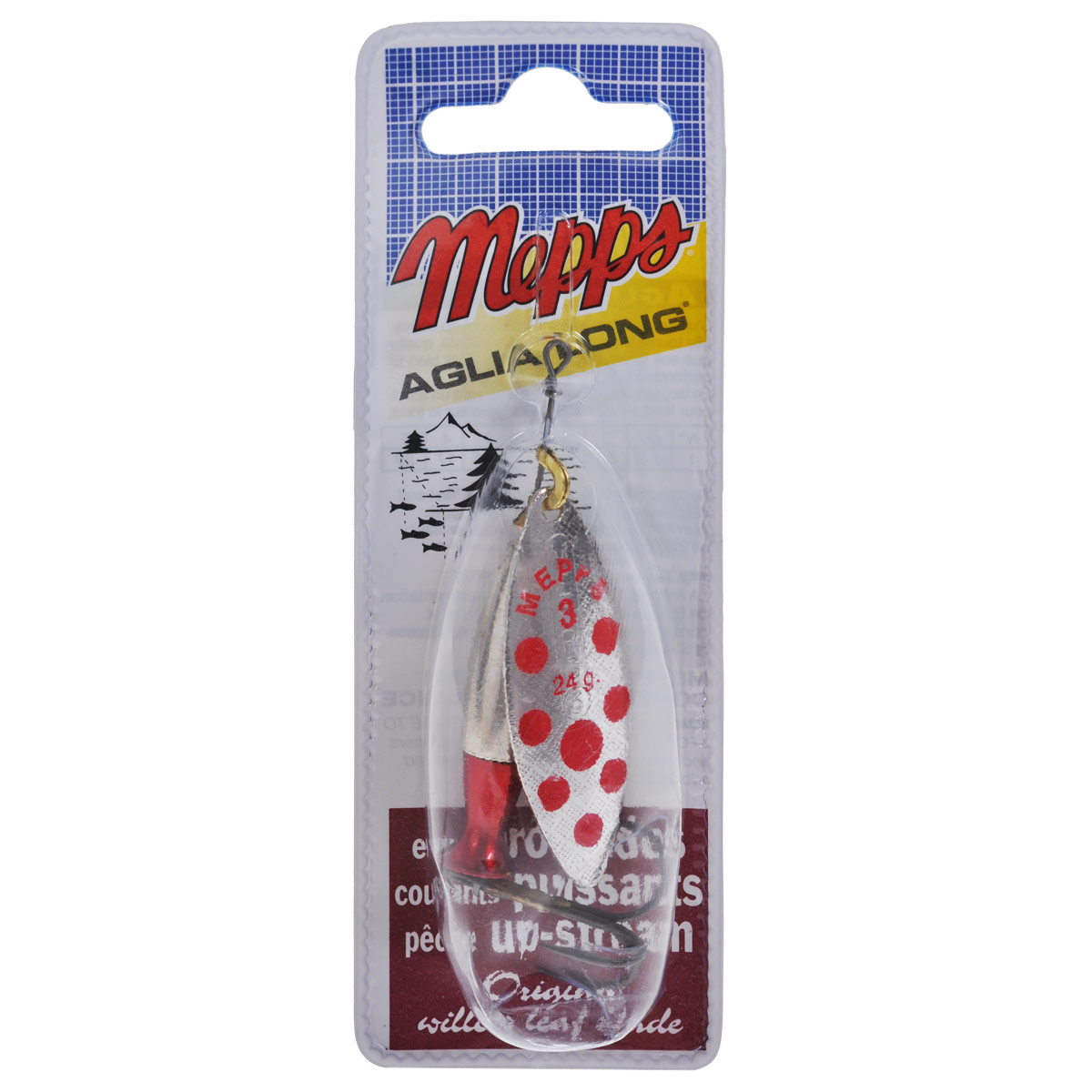 Блесна Mepps Aglia Long Heavy Ag Pts Rouge, вращающаяся, №3, 24 г7181 Блесна Mepps Aglia Long Heavy Ag Pts Rouge, вращающаяся, №3, 24 г7181Вращающаяся блесна Mepps Aglia Long Heavy Ag Pts Rouge, благодаря своему «ивовому» лепестку и более тяжелому весу хорошо держит медленное и стабильное вращение на самых сильных течениях. Она рекомендуется для плотных потоков, быстрой и глубокой воды и для ловли против течения. Также блесна хороша и для использования в озерах при охоте на донных хищников, которые не реагируют на быстроходные приманки. Груз-сердечник «Aglia Long Heavy AG-AG/RGE» состоит из пулевидного тела и хвостового раструба. Именно хвост-стабилизатор обеспечивает устойчивое горизонтальное движение приманки. И не только при большой скорости проводки, но и при средней, что само по себе уже большая редкость для утяжеленных «вращалок».