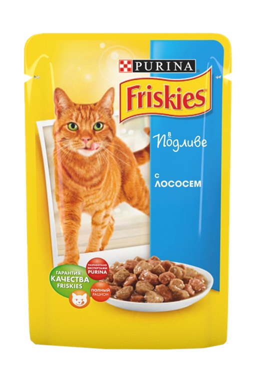 Консервы для кошек Friskies, с лососем в подливе, 100 г12239320 Консервы для кошек Friskies, с лососем в подливе, 100 г12239320Консервированный корм для кошек Friskies является полнорационным и сбалансированным питанием с белком, минеральными веществами, таурином и Омега 6 жирными кислотами - всё, что необходимо Вашей кошке каждый день. Состав: мясо и продукты его переработки (20%), злаки, рыба и продукты её переработки (4% лосось), минеральные вещества, сахара, витамины. Добавленные вещества: Витамины (МЕ/кг): витамин А 660; витамин D3 100. Минеральные вещества (мг/кг): железо 23; йод 0,29; медь 2,6; марганец 4,5; цинк 37, таурин 420. Гарантированные показатели: влажность 82,5%, белок 7,0%, жир 3,0%, сырая зола 1,9%, сырая клетчатка 0,2%, линолевая кислота (Омега 6 жирные кислоты) 0,4%. Товар сертифицирован.