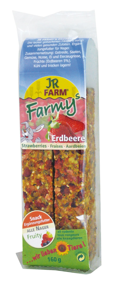 Лакомство для грызунов JR Farm Палочки, с клубникой, 120 г25592/6264 Лакомство для грызунов JR Farm Палочки, с клубникой, 120 г25592/6264Лакомство для грызунов JR Farm Палочки с яйцом, клубникой и множеством полезных для здоровья ингредиентов. Дополнительный корм для грызунов. Состав: злаки, семена, овощи, орехи, яйцо и продукты яйца, фрукты (земляника 5%), побочные продукты растительного происхождения. Содержание: белок 13,9%, жиры 15,2%, клетчатка 8,7%, зола 2,4%, крахмал — 1%. Товар сертифицирован.