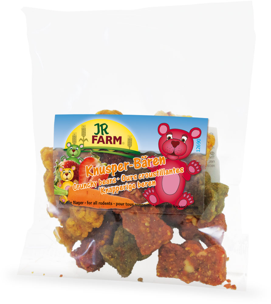 Лакомство для грызунов JR Farm Медвежата хрустящие, 30 г37124 Лакомство для грызунов JR Farm Медвежата хрустящие, 30 г37124Лакомство для грызунов JR Farm Медвежата хрустящие с морковью, клубникой, свеклой и шпинатом. Снэк предназначен в качестве закуски. Дополнительный корм для всех видов грызунов. Состав: злаки, овощи (морковь 26,8%, шпинат 0,6%, свекла 0,6%), орехи, яйца и яичные продукты, фрукты (клубника 0,3%). Товар сертифицирован.