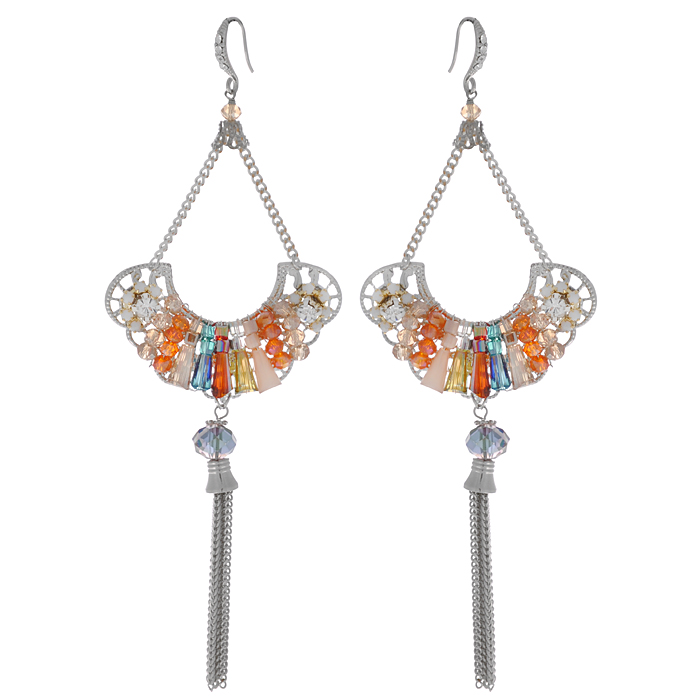 Серьги Taya, цвет: серебристый, мульти. T-B-8430-EARR-MULTIT-B-8430-EARR-MULTI Серьги Taya, цвет: серебристый, мульти. T-B-8430-EARR-MULTIT-B-8430-EARR-MULTIСтильное колье Taya выполненное из гипоаллергенного сплава на основе латуни, не оставит равнодушной ни одну любительницу изысканных и необычных украшений. Колье состоит из переплетенных между собой колец и прикрепленных к ней граненных бусин и страз. Колье имеет надежную застежку-карабин с регулирующей длину цепочкой. Такое колье позволит вам с легкостью воплотить самую смелую фантазию и создать собственный, неповторимый образ.