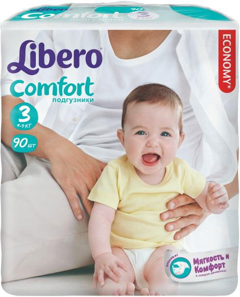 Libero Подгузники Comfort (4-9 кг) 90 шт1005 Libero Подгузники Comfort (4-9 кг) 90 шт1005Подгузники Либеро Комфорт Миди 4/9 кг (90 штук) Ваш малыш с каждым днем становится все более активным, начинает исследовать окружающий мир. Но иногда кроха не может радоваться открытиям из-за такой важной одежды, как подгузник. Мягкие и ультратонкие Libero Comfort хорошо впитывают и сидят на малыше, не стесняя его движений, дарят комфорт и радость. Мягкие и тонкие Хорошо впитывают Не содержат лосьонов Тянущиеся боковинки и эластичный поясок для более комфортного прилегания Мягкие резиночки анатомической формы вокруг ножек Позволяют коже дышать В каждой упаковке Libero Comfort вы найдете 2 разных дизайна подгузников! Libero Comfort 3 (Миди) созданы для малышей от 4-9 кг. ...