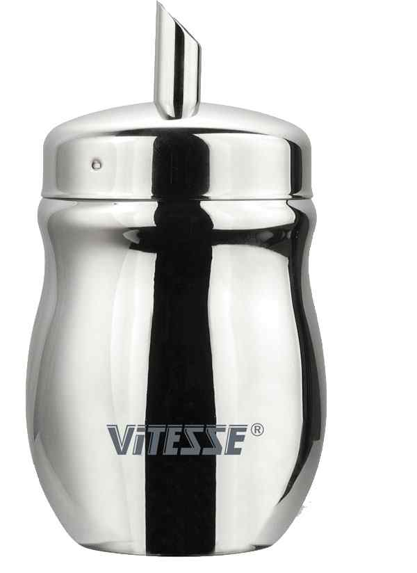 Сахарница Vitesse Lotye с дозаторомVS-1249 Сахарница Vitesse Lotye с дозаторомVS-1249Сахарница Lotye, изготовленная из высококачественной нержавеющей стали 18/10 с зеркальной полировкой, оснащена дозатором. Эксклюзивный дизайн, эстетичность и функциональность сахарницы делает ее незаменимой на любой кухне. Сахарница пригодна для мытья в посудомоечной машине. Характеристики: Диаметр сахарницы: 7,5 см. Высота стенки сахарницы: 11 см. Диаметр дозатора: 12 мм. Толщина стенок сахарницы: 0,7 мм. Материал: нержавеющая сталь. Артикул: VS-1249. Кухонная посуда марки Vitesse из нержавеющей стали 18/10 предоставит Вам все необходимое для получения удовольствия от приготовления пищи и принесет радость от его результатов. Посуда Vitesse обладает выдающимися функциональными свойствами. Легкие в уходе кастрюли и сковородки имеют плотно закрывающиеся крышки, которые дают возможность готовить с малым количеством воды и экономией энергии, и идеально подходят для всех видов плит: газовых, электрических,...