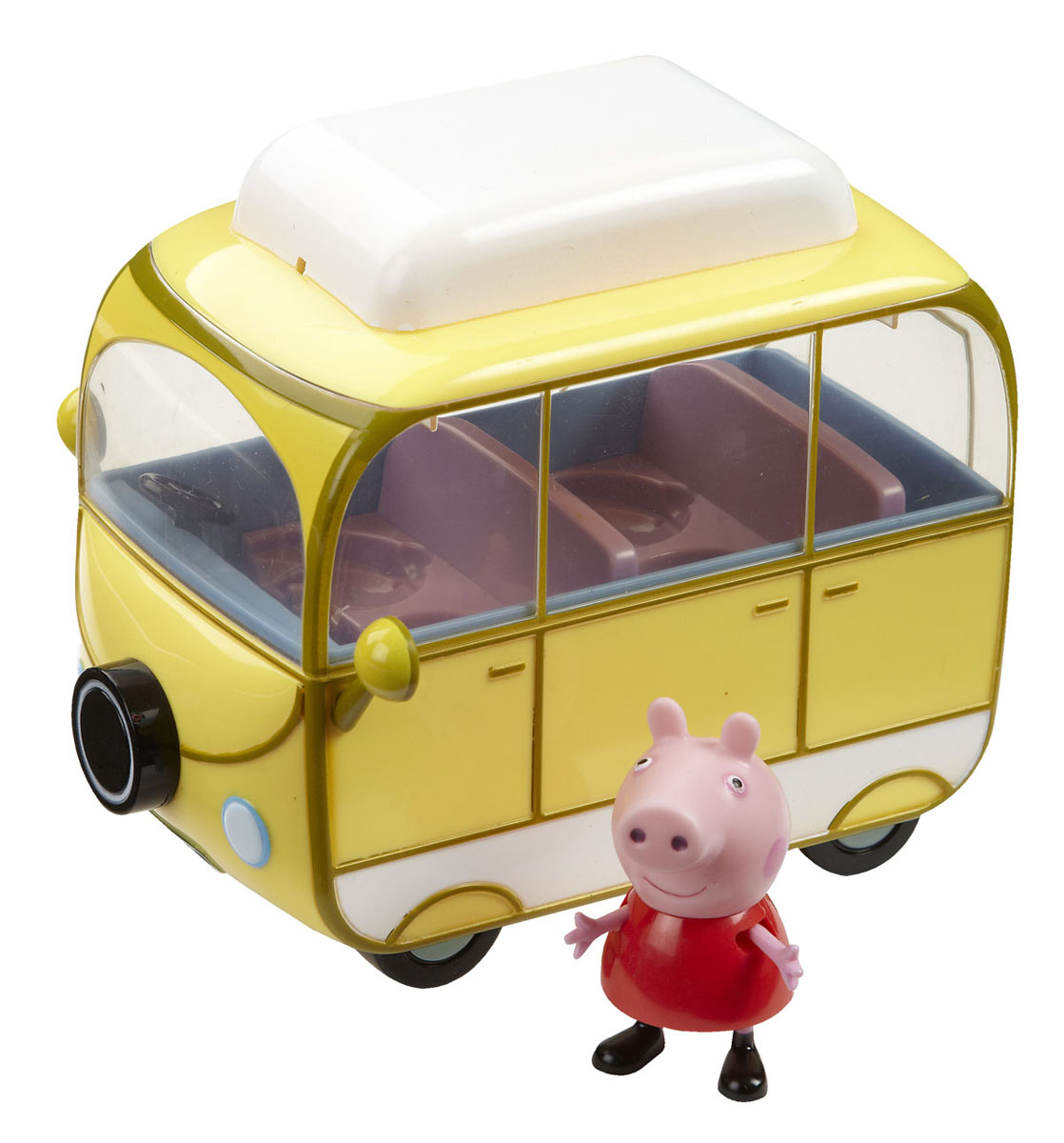 Игровой набор Peppa Pig Веселый кемпинг15561 Игровой набор Peppa Pig Веселый кемпинг15561Мультфильм «Свинка Пеппа» настолько обожаем малышами, что они ждут каждую его серию с огромным нетерпением. А с игровым набором «Веселый кемпинг» можно, не дожидаясь новых приключений героев, создавать их самим! Пеппа приезжает за город на пикник, вытаскивает сидения из машинки и, поджарив шашлык на мангале, уютно располагается на природе за столиком. Пепа - это веселая свинка, которая любит играть со своим братиком и друзьями, обожает прыгать по лужам и наряжаться. Игровой набор Peppa Pig Веселый кемпинг содержит автомобиль-фургон со съемной крышей и четырьмя сидениями, столик для пикника и фигурку свинки Пеппы с подвижными ручками ножками. Во время такой сюжетно-ролевой игры у ребенка отрабатываются навыки общения, вырабатываются семейные и общечеловеческие ценности, развиваются кругозор, словарный запас и воображение. И все это сопровождается бурным восторгом от увлекательной игры с любимыми персонажами, которые могут сидеть, стоять, двигать ручками и ножками! ...