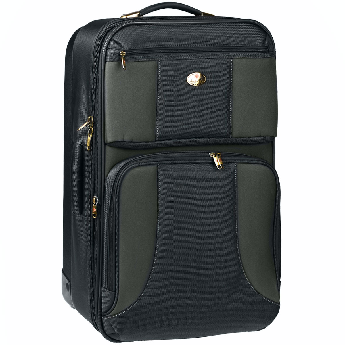 Чемодан-тележка Santa Fe De Luxe, 65 л, L04512/25, серыйL04512/25 серый Чемодан-тележка Santa Fe De Luxe, 65 л, L04512/25, серыйL04512/25 серыйЧемодан-тележка Santa Fe De Luxe идеально подходит для поездок и путешествий. Чемодан изготовлен из полиэстера, закрывается на застежку-молнию с двумя бегунками. Внутри чемодан состоит из одного главного отделения с багажными ремнями, соединяющимися при помощи пластиковой защелки, сбоку отделения имеется карман на застежке молнии. На крышке, с внутренней стороны, предусмотрено вместительное отделение на молнии. С внешней стороны на крышке предусмотрена молния, позволяющая увеличить объем на 20%. А также два вместительных нашивных кармана. В первом расположен открытый кармашек, кармашек для телефона, два кармашка для визиток или кредитных карт и три кармашка для пишущих принадлежностей. Во втором расположен сетчатый кармашек для вещей. В комплект чемодана входит, складывающаяся пластиковая вешалка и вместительная косметичка, которая крепится при помощи хлястиков на кнопке. Чемодан оснащен выдвижной ручкой, фиксирующейся в двух положениях, и двумя...