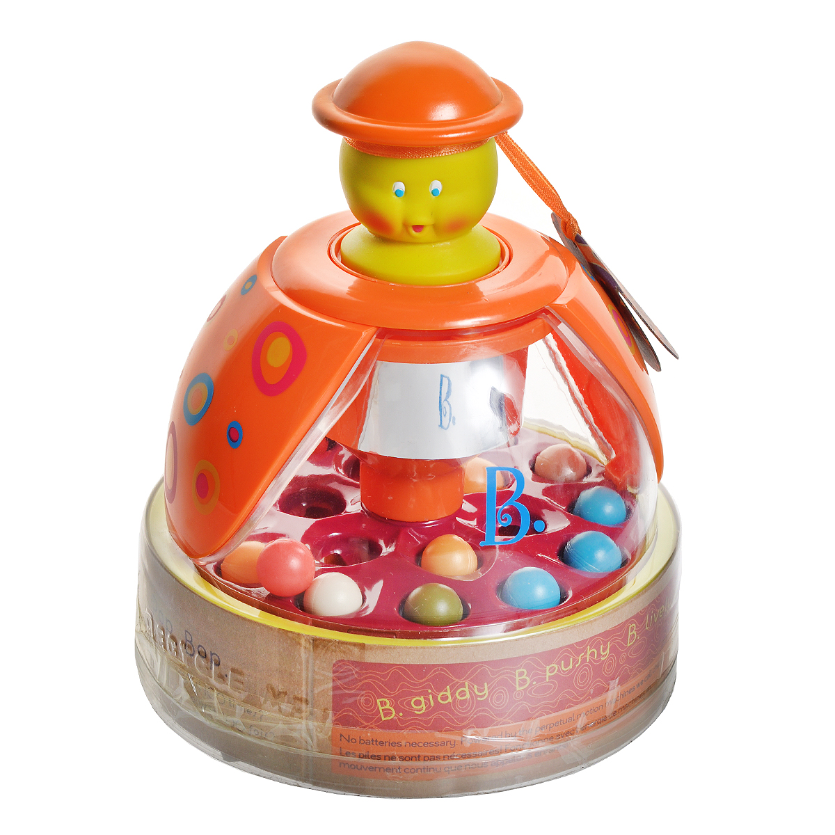 Игрушка с прыгающими шариками Poppitoppy68616 Игрушка с прыгающими шариками Poppitoppy68616Игрушка с прыгающими шариками Poppitoppy, изготовленная из прочного и безопасного пластика, выполнена в виде сферической колбы с цветными шариками внутри и ручкой-кнопкой сверху. Игрушка работает по принципу Юла - при нажатии на ручку-кнопку шарики начинают прыгать в хаотичном порядке и не сразу останавливаются. Эта игрушка поможет вашему ребенку развить моторику, цветовосприятие и звуковосприятие, а также логическое мышление.