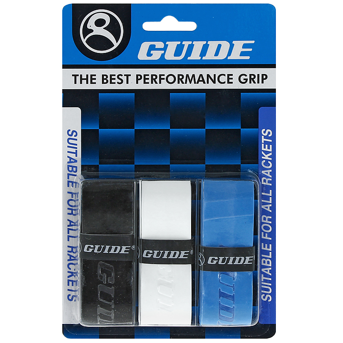 Обмотка для ракетки Guide Replacement Grip, цвет: черный, белый, синий, 3 шт363 #HC-JB black-wh-blue Обмотка для ракетки Guide Replacement Grip, цвет: черный, белый, синий, 3 шт363 #HC-JB black-wh-blueОбмотка Guide имеет среднюю толщину, отлично впитывает влагу, а также наделена противоскользящим свойством. Она не уступает по качеству продукции компании Yonex, опережая по показателям другие мировые бренды.