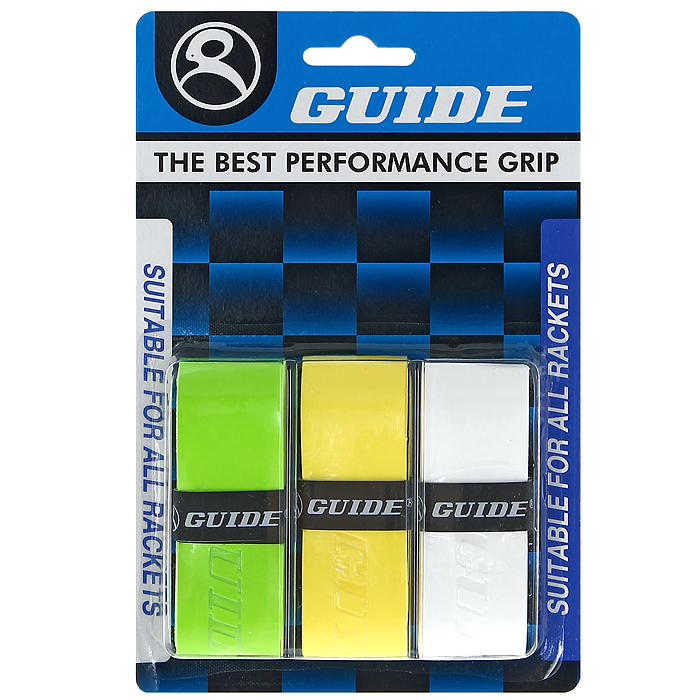 Обмотка для ракетки Guide Replacement Grip, цвет: зеленый, желтый, белый, 3 шт361 #HC-6AW gr-ye-wh Обмотка для ракетки Guide Replacement Grip, цвет: зеленый, желтый, белый, 3 шт361 #HC-6AW gr-ye-whОбмотка Guide имеет среднюю толщину, отлично впитывает влагу, а также наделена противоскользящим свойством. Она не уступает по качеству продукции компании Yonex, опережая по показателям другие мировые бренды.