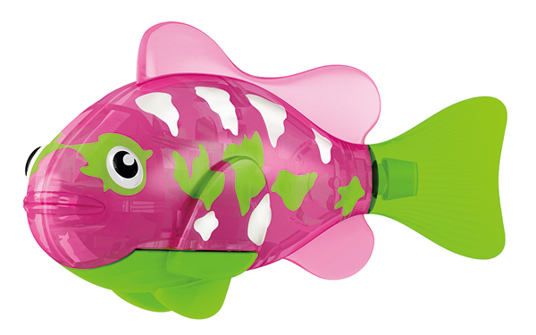 Игрушка для ванны Robofish Тропическая РобоРыбка: Собачка, цвет: розовый, салатовый2549-2 Игрушка для ванны Robofish Тропическая РобоРыбка: Собачка, цвет: розовый, салатовый2549-2Игрушка для ванны Robofish Тропическая РобоРыбка понравится вашему малышу и превратит купание в веселую игру. Она выполнена из безопасного пластика с элементами металла в виде маленькой красочной рыбки. При погружении в ванну, аквариум или другую емкостью с водой РобоРыбка начинает плавать, опускаясь ко дну и поднимаясь к поверхности воды. Игрушка прекрасно имитирует повадки настоящей рыбы. Траектория ее движения зависит от наклона хвоста. Внутри рыбки находится специальный грузик, регулирующий глубину ее погружения. Если рыбка плавает на дне, не всплывая, - уберите грузик; если на поверхности - добавьте грузик. Набор включает подставку, на которой можно разместить рыбку, пока вы с ней не играете. Порадуйте вашего ребенка таким замечательным подарком! Игрушка работает от 2 батарей напряжением 1,5V типа LR44 (2 установлены в игрушку и 2 запасные).