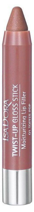 Isa Dora Блеск-карандаш для губ Twist-up Gloss Stick, тон №01 Toffee Pop, 2,7 г111801 Isa Dora Блеск-карандаш для губ Twist-up Gloss Stick, тон №01 Toffee Pop, 2,7 г111801Блеск-карандаш для губ Isa Dora Twist-up Gloss Stick с глянцевым эффектом. Блеск заключен в удобную форму карандаша. Мягкая кремовая текстура с увлажняющими свойствами тает на губах и помогает зафиксировать влагу, дарит ощущение комфорта. Коллаген и гиалуроновая кислота оказывают уплотняющее и укрепляющее воздействие - губы выглядят более полными и гладкими. Нет необходимости затачивать карандаш благодаря специальному механизму выдвижного стержня. Товар сертифицирован.