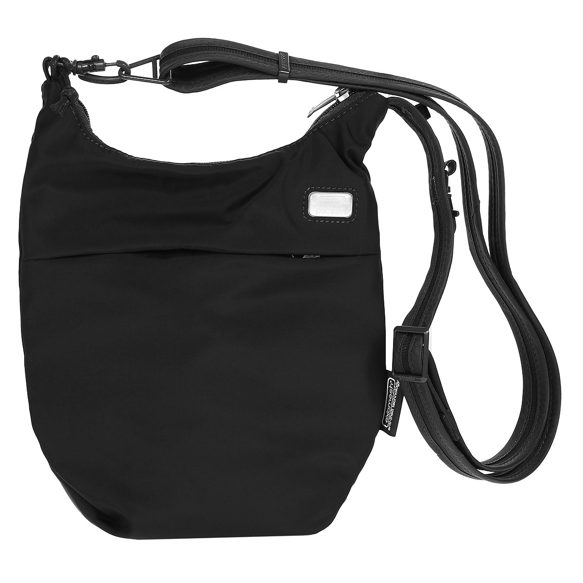 Сумка женская PacSafe Slingsafe 100 GII, цвет: черныйPB125BK Сумка женская PacSafe Slingsafe 100 GII, цвет: черныйPB125BKЖенская сумка PacSafe Slingsafe 100 GII идеально подходит для коротких поездок и туризма. В этой сумке удобно носить нужные предметы для путешественника: карту, документы, фотоаппарат и даже электронную книгу. Яркие модные цвета отлично дополнят образ молодой активной девушки! Сумка, изготовленная из водостойкого нейлона, имеет одно основное отделение на застежке-молнии, внутри - два накладных кармашка для мобильного телефона и других мелочей, и лента с металлическим кольцом для ключей. Внешний карман на застежке-молнии. Особенности сумки: -Прочный съемный ремешок Carrysafe. -eXomesh Slashguards - специальная сетчатая подкладка из проволоки из нержавеющей стали, предназначенная для защиты против порезов сумки. -Хитрая защита молнии. -Система крепления лямки Turn&Lock. -Внутренний кармашек, сделанный из специально материала, который блокирует считывание информации с любых носителей с чипом RFID (кредитные карточки, электронные документы и др.).