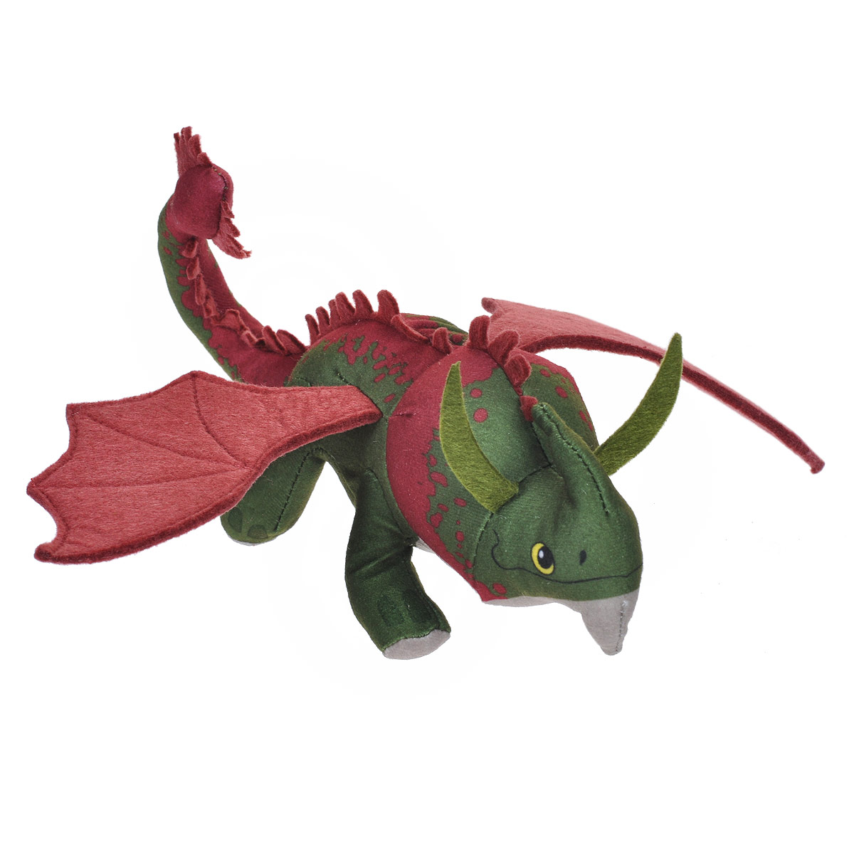 Мягкая игрушка Dragons Крушиголов, цвет: зеленый, бордовый, 24 см66572_зеленый Мягкая игрушка Dragons Крушиголов, цвет: зеленый, бордовый, 24 см66572_зеленыйМягкая плюшевая игрушка Dragons Крушиголов вызовет улыбку у каждого, кто ее увидит. Игрушка выполнена из приятного на ощупь текстильного материала в виде дракона - точной копии дракона из мультфильма Как приручить дракона 2. У игрушки маленькая голова, длинный хвост и большие крылья. Эта забавная игрушка принесет радость и подарит своему обладателю мгновения приятных воспоминаний. Такая игрушка станет отличным подарком вашему ребенку!